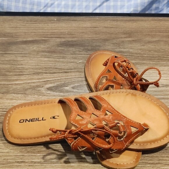 O'Neill flip-flop leather upper brown women's size 8-9 - Picture 6 of 11